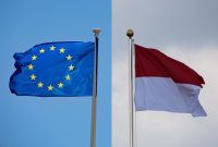 Kolase Bendera Eropa dan Indonesia. (Getty Images)