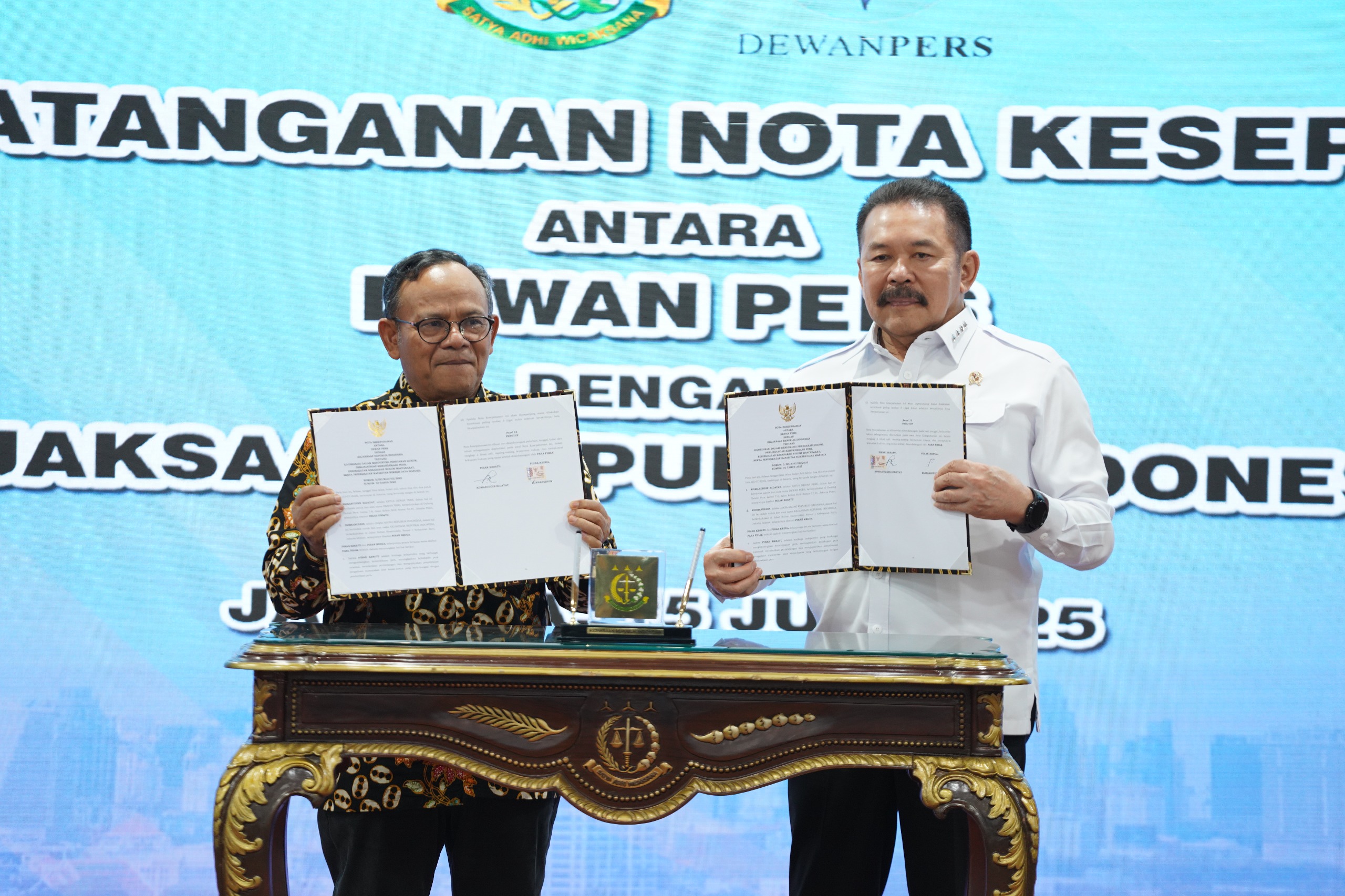 Kejaksaan RI dan Dewan Pers Teken Nota Kesepahaman Terkait Penegakan Hukum dan Kemerdekaan Pers
